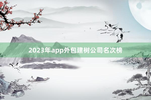 2023年app外包建树公司名次榜